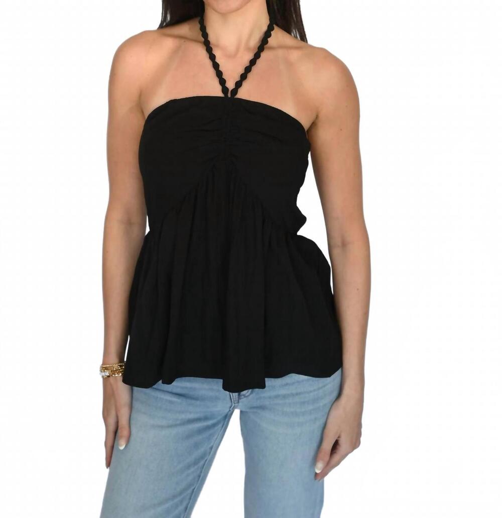 NEW VAVA pom-pom tube halter top in black